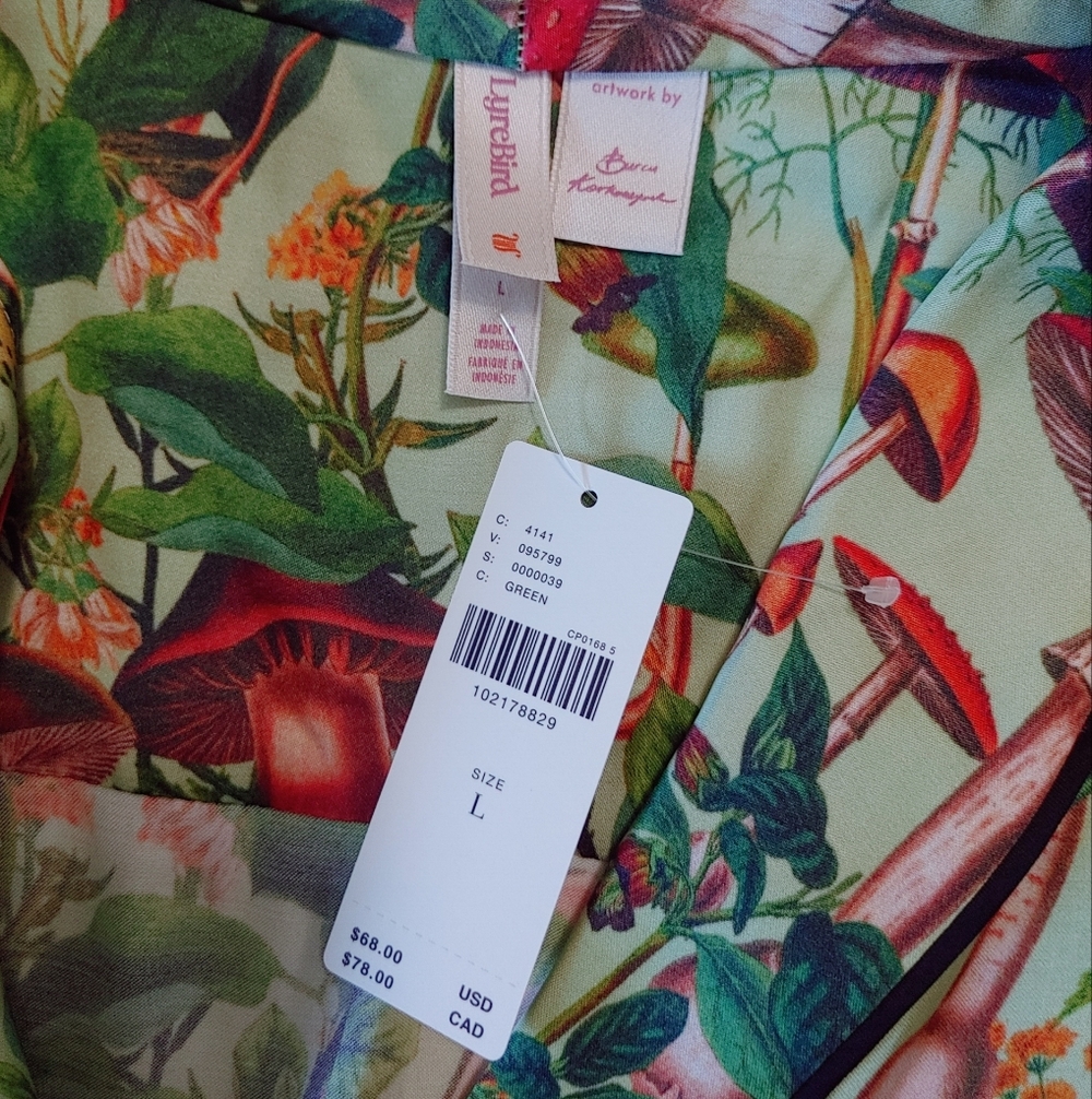 LyreBird Mushroom Print Women's Silky Pajama Set - Picture 8 of 15